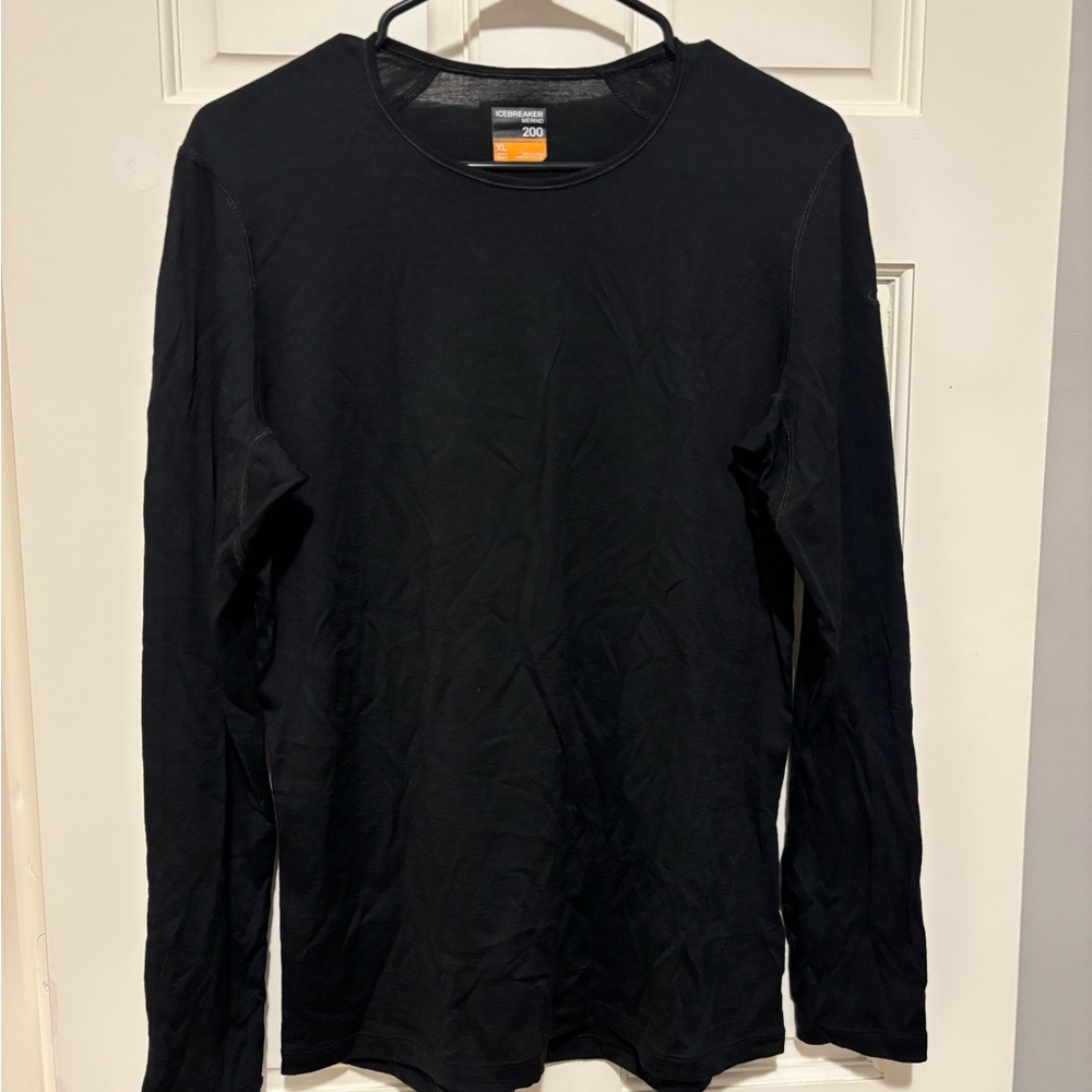 Icebreaker 200 Merino Base Layer Black Long Sleeve Tee, Women’s XL